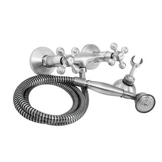 1108-20 messing armatur dobbeltgreb varmt/koldt vand vægmonteret brusearmatur med håndbruser og slange
