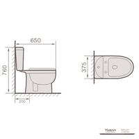 YS22207S 2-delt keramisk toilet, tætkoblet S-trap vasketoilet;