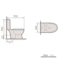 YS22210P 2-delt keramisk toilet, tætkoblet P-trap vasketoilet;