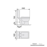 YS22212P 2-delt keramisk toilet, tætkoblet P-trap vasketoilet;