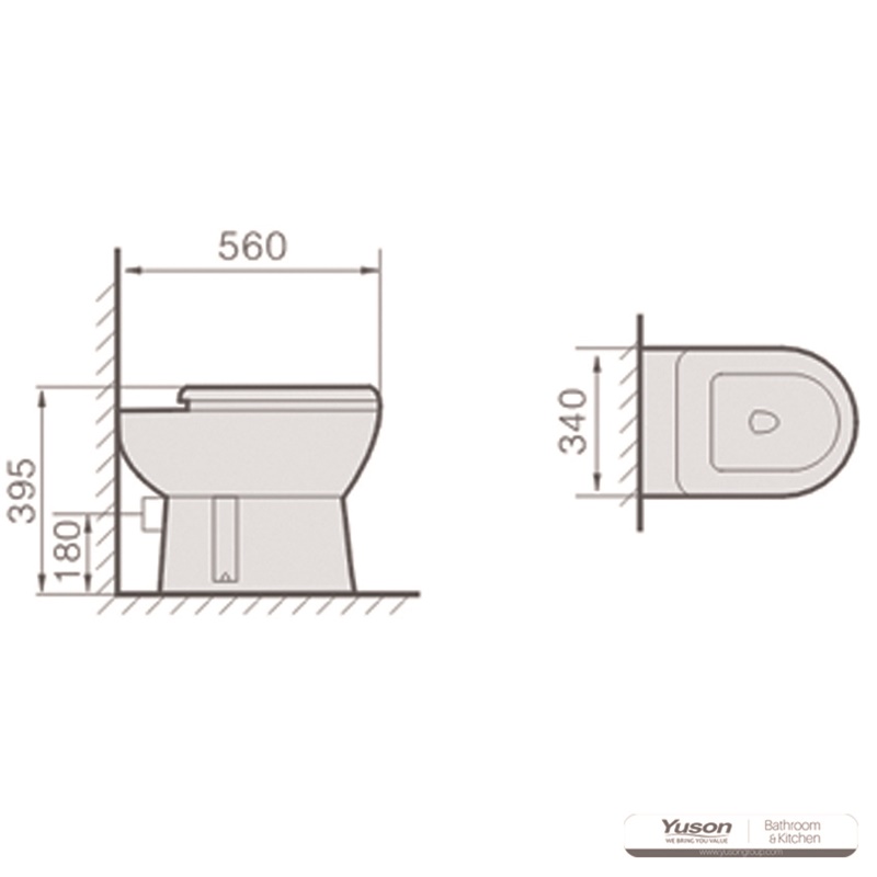 YS22215F Enkeltstående keramisk toilet, P-trap vasketoilet;