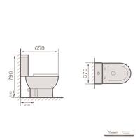 YS22215S Retro design 2-delt keramisk toilet, tæt koblet P-trap vasketoilet;