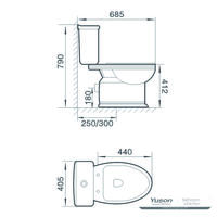 YS22262P 2-delt keramisk toilet, P-trap vasketoilet;