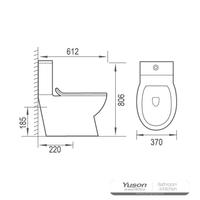 YS22270P 2-delt kantløst keramisk toilet, P-trap vasketoilet;
