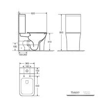YS22291P2 2-delt kantløst keramisk toilet, P-trap vasketoilet;