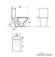 YS22291P 2-delt kantløst keramisk toilet, P-trap vasketoilet;