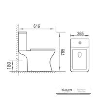 YS22297 2-delt kantløst keramisk toilet, P-trap vasketoilet;