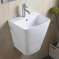 YS26617 Keramisk vægmonteret håndvask, totemvask i ét stykke;