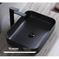 YS28434-MB Mat sort keramik over bordvask, kunstnerisk håndvask, keramisk vask;