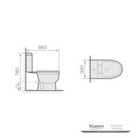 YS22206P 2-delt keramisk toilet, tætkoblet P-trap vasketoilet;
