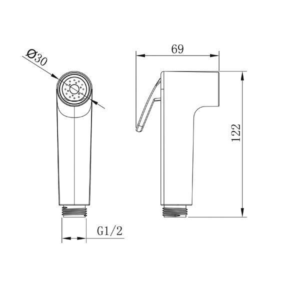 YS36075 ABS skaft, bidet sprøjte, skyllesprøjte