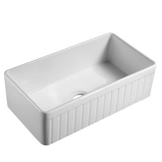 YS27410-84B Keramisk køkkenvask, hvid keramisk enkelt skål undermonteret vask;
