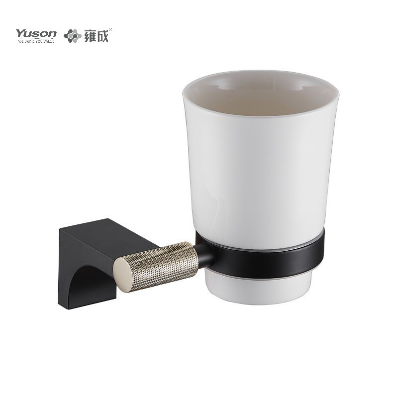 12484 Slankt badeværelsestilbehør, glasholder, med kop af frostet/hærdet glas, zink/messing/SUS glasholder, vægmonteret (serie 12400)