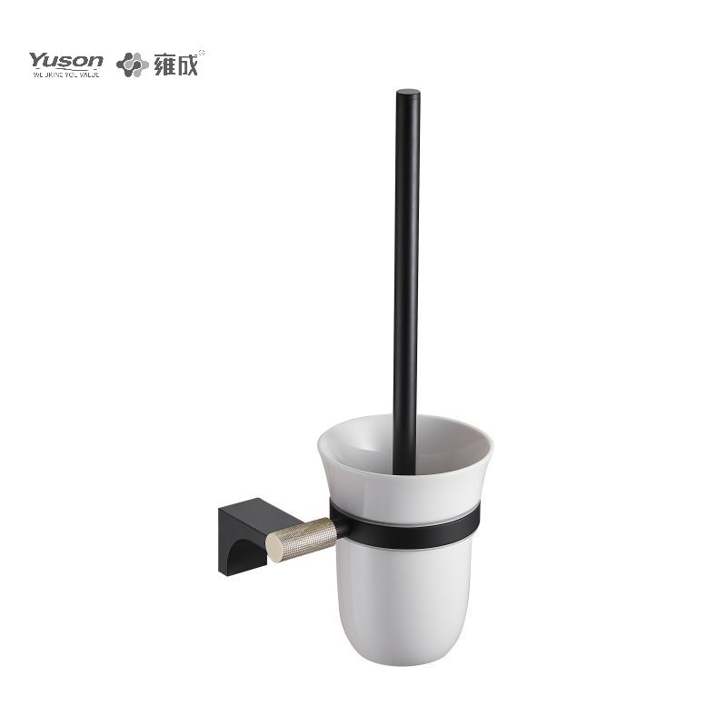 12490 Elegant badeværelsestilbehør, toiletbørste med kop af frostet/hærdet glas, zink/messing/SUS toiletbørste, vægmonteret (serie 12400)
