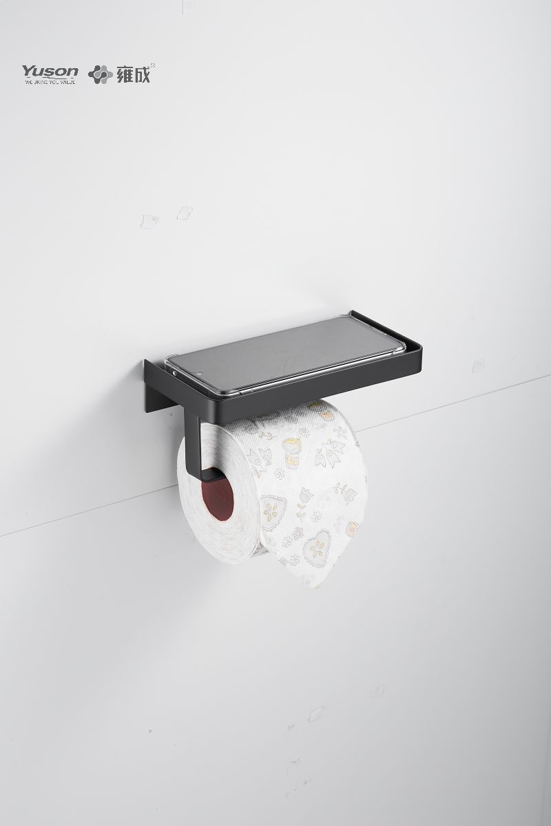 12786S Elegant badeværelsestilbehør, toiletpapirholder, toiletpapirholder med hylde, zink/messing/SUS toiletpapirholder, vægmonteret (serie 12700)