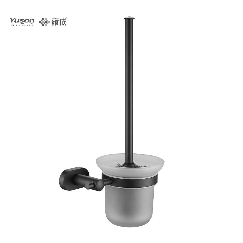 13390 Elegant badeværelsestilbehør, toiletbørste med kop af frostet/hærdet glas, zink/messing/SUS toiletbørste, vægmonteret(serie 13300)