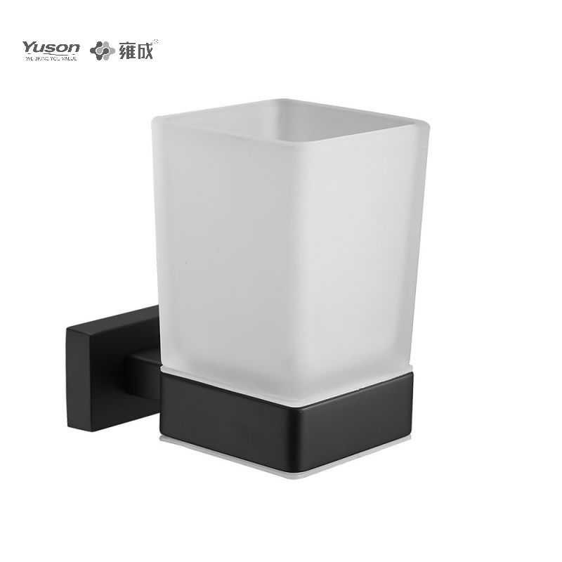 13484 Slankt badeværelsestilbehør, glasholder, med kop af frostet/hærdet glas, zink/messing/SUS glasholder, vægmonteret (serie 13400)