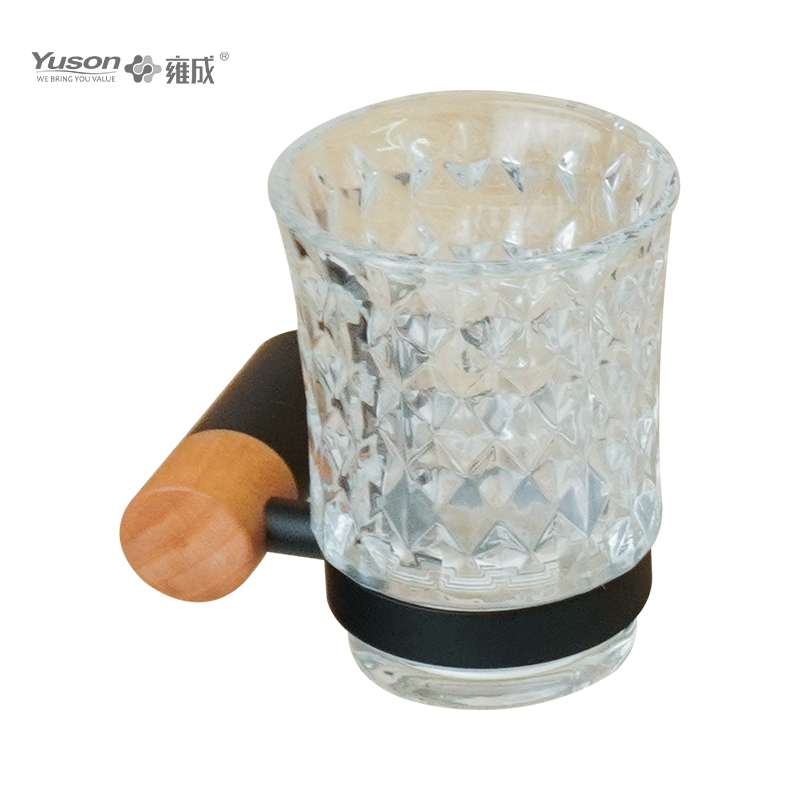 27584 Slankt badeværelsestilbehør, glasholder, med kop af frostet/hærdet glas, zink/messing/SUS glasholder, vægmonteret (serie 27500)
