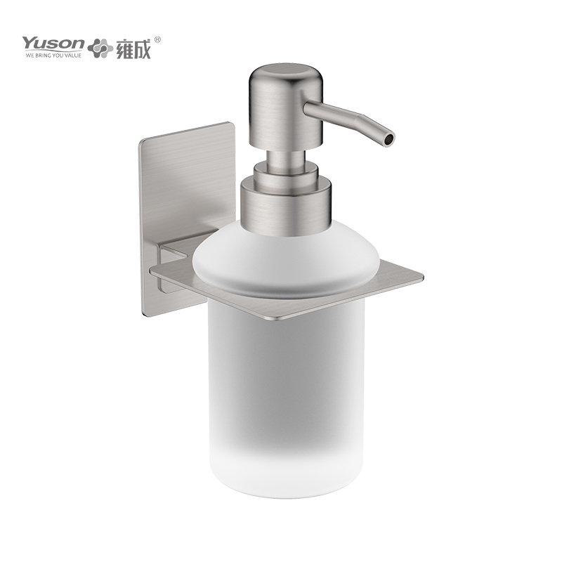 28082A Slankt badeværelsestilbehør, sæbedispenser, med kop af frostet/hærdet glas, zink/messing/SUS sæbedispenser, vægmonteret (serie 28000)